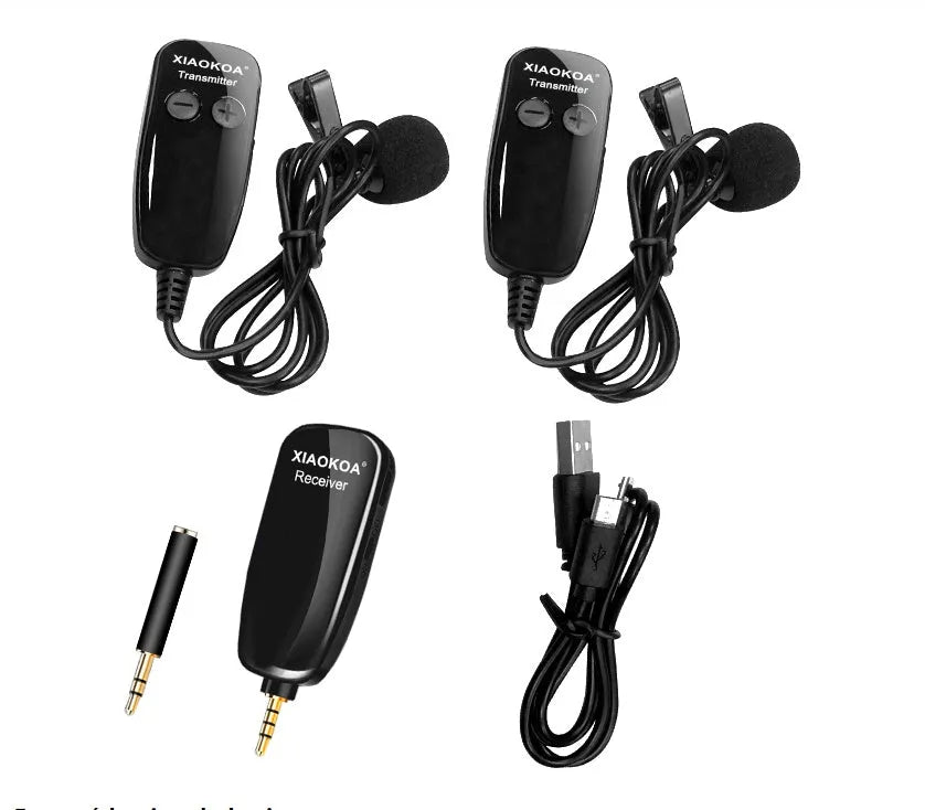 Black mobile phone lavalier microphone with 3.5mm plug and clip
