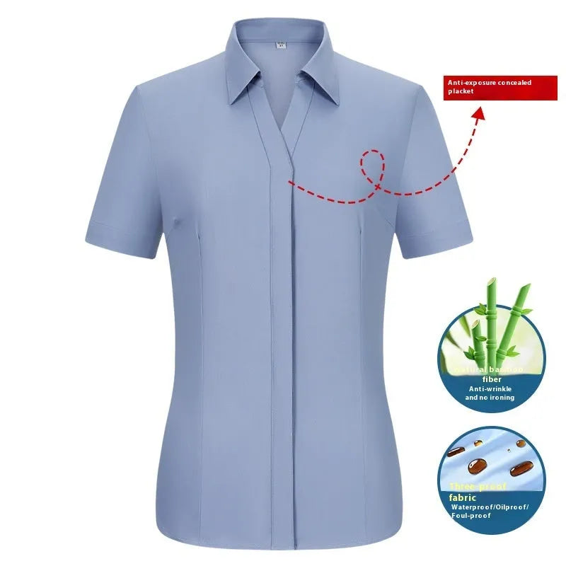Men's bamboo fibre business shirt with square collar in solid colour showing waterproof and stain-resistant properties