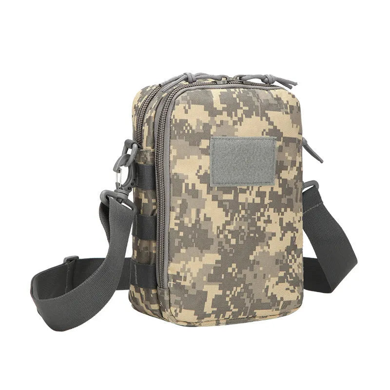 Tactical Molle crossbody bag in 800D Oxford fabric with front sub-bags and cache system for camping hiking trekking