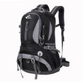Outdoor waterproof mountaineering bag 36-55L nylon in black for hiking and camping
