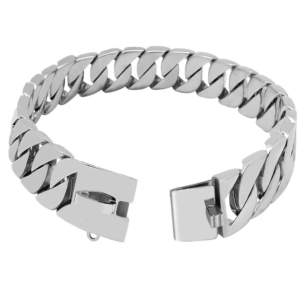 Stainless steel dog chain slip collar in gold finish with 3mm links on white background