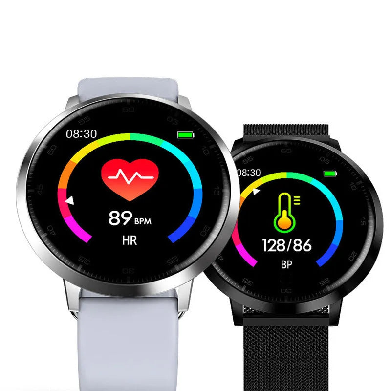 Ultra-thin waterproof smart health bracelet with 1.3-inch touchscreen in black, gold, or silver colours