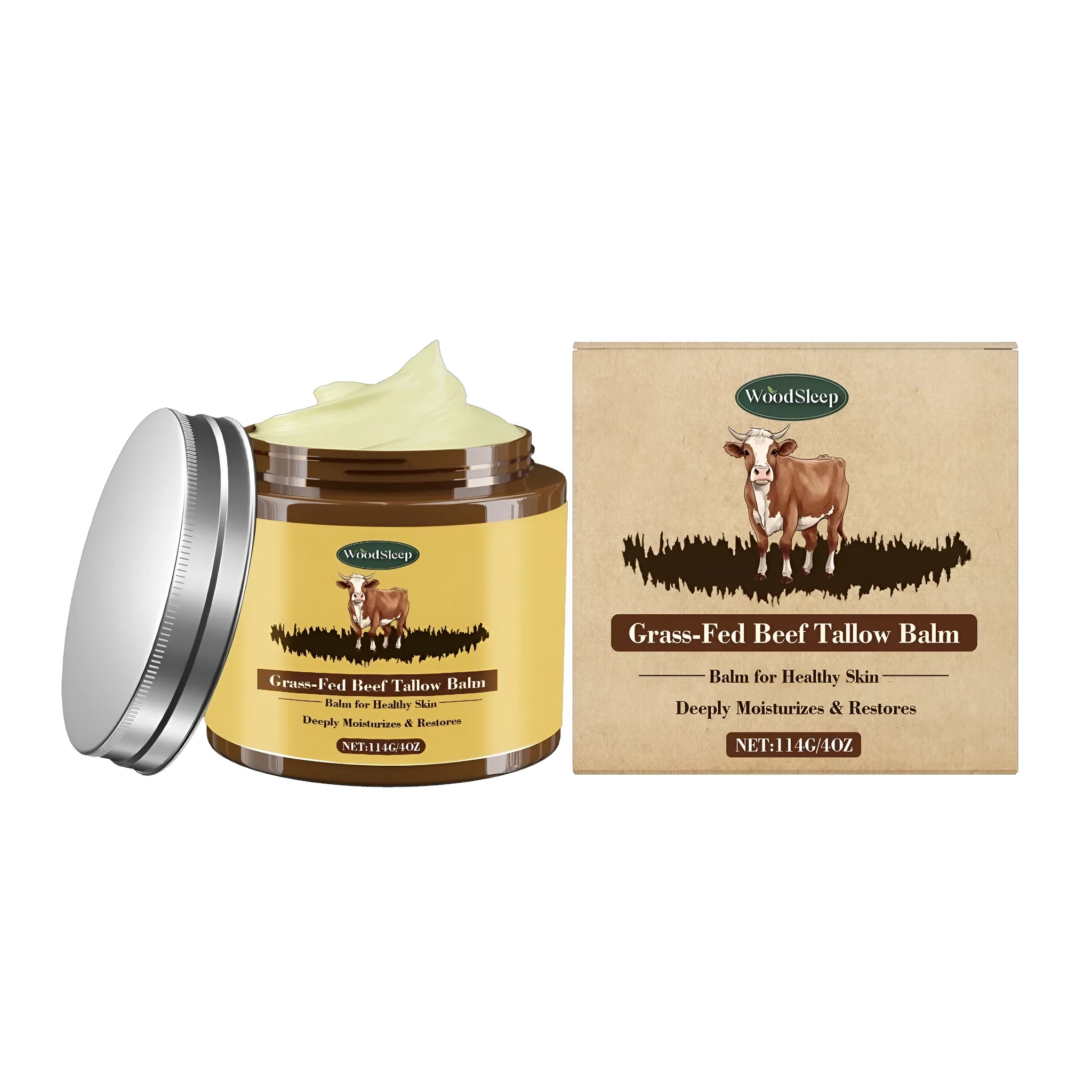 114g jar of Cow Fat Skin Care Cream moisturiser with tallow, honey, and olive oil