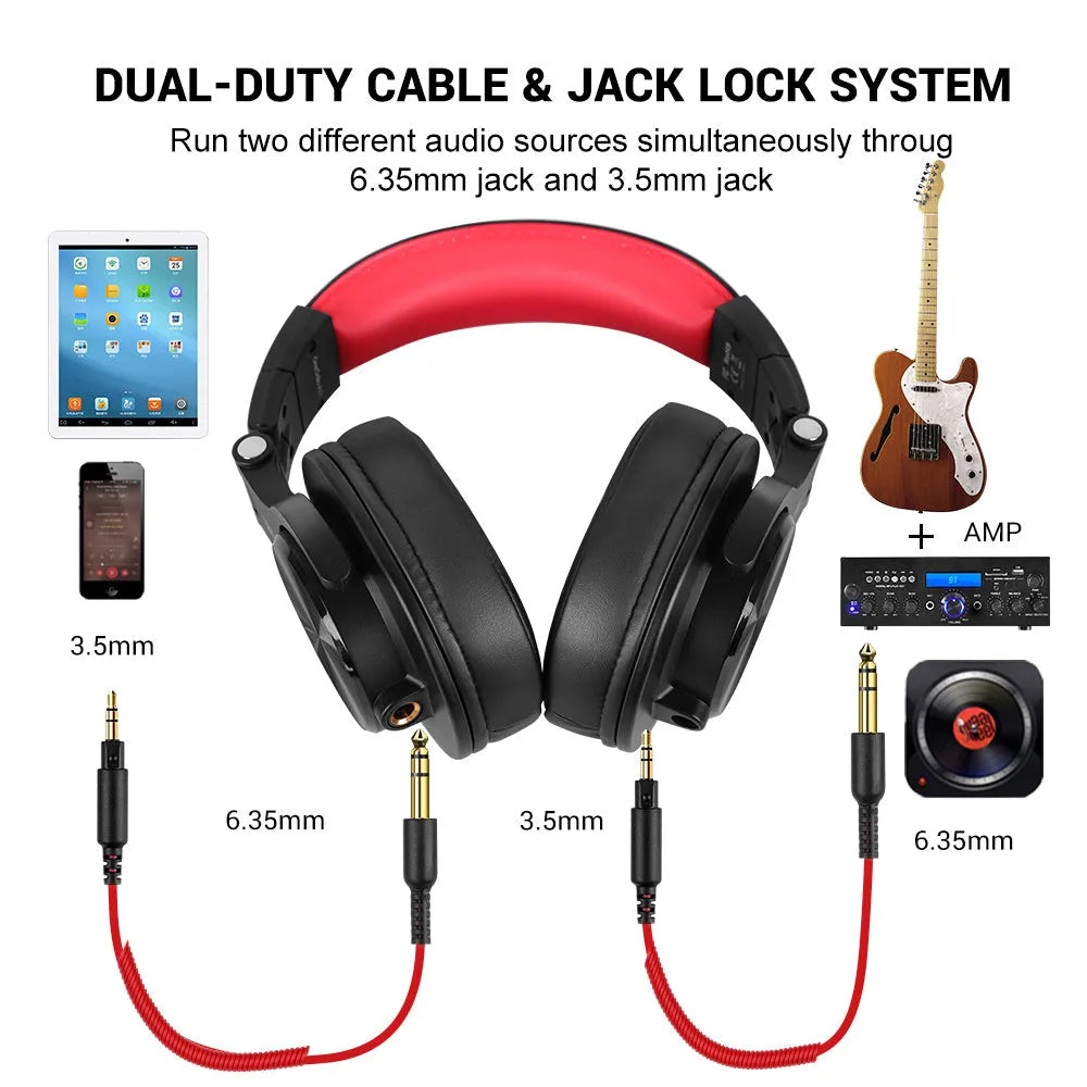 OneOdio black over-ear studio headphones with a wired connection.