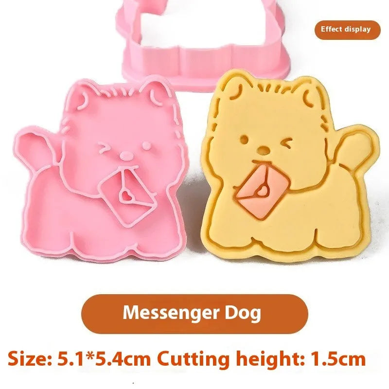 Plastic 3D cartoon puppy head biscuit mold for shaping dog themed cookies and soft candy