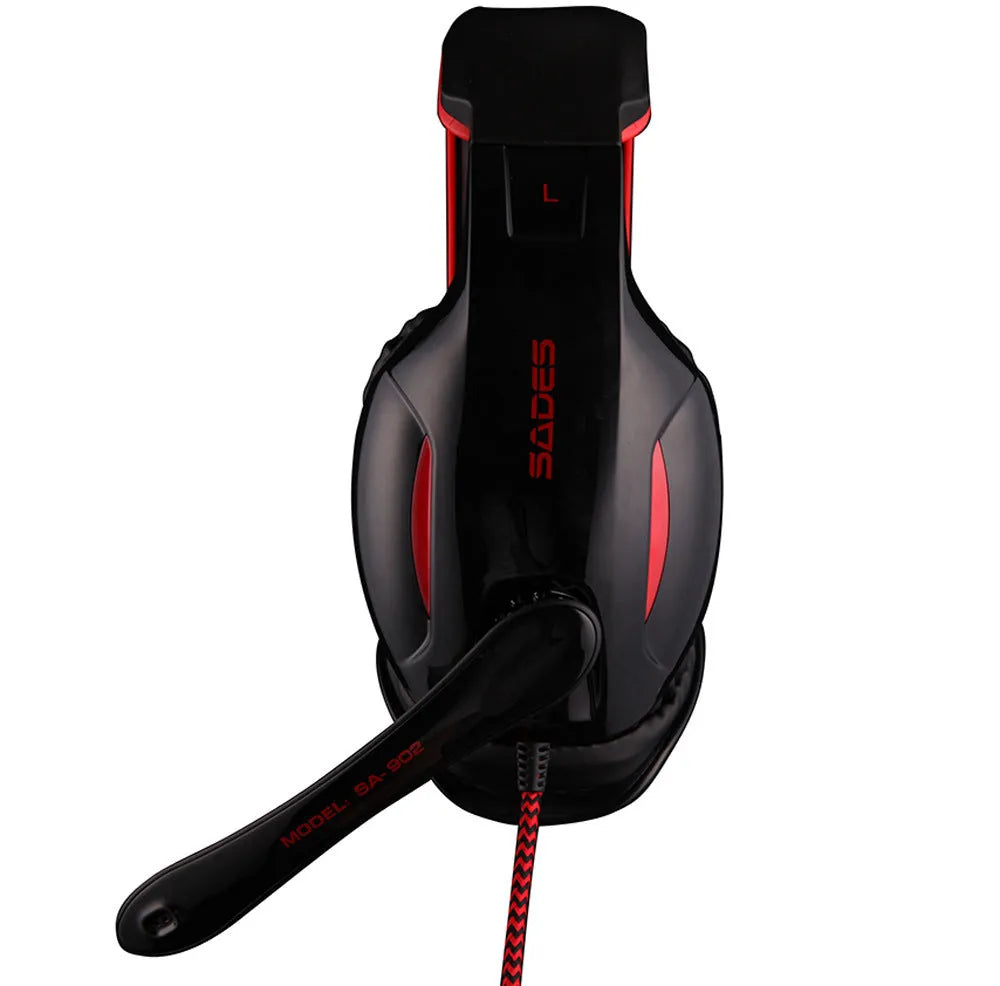 Black SADES SA 902 Hero Alliance wired gaming headset with USB plug and illuminated ear cups