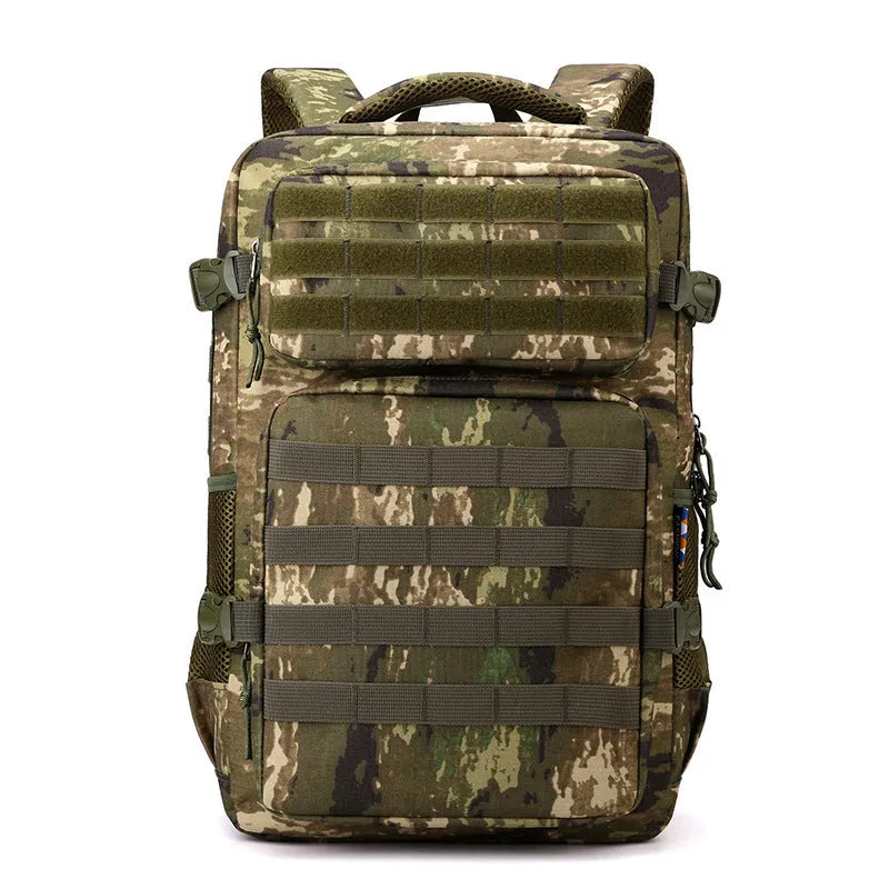 Outdoor camouflage mountaineering backpack Oxford cloth 20-35L breathable waterproof anti-theft curved shoulder strap