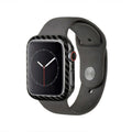 Apple Watch Series 4 carbon fibre reinforced leather case in bright black and matt black colours