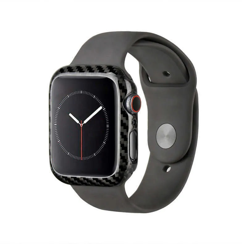 Apple Watch Series 4 carbon fibre reinforced leather case in bright black and matt black colours