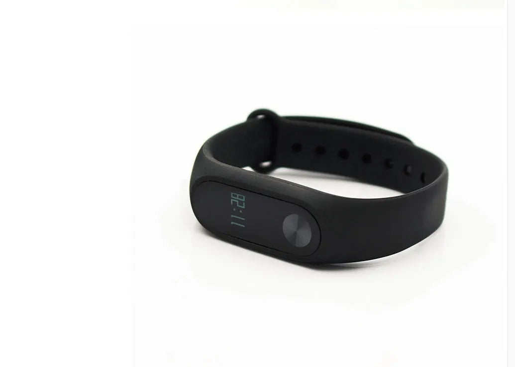 Xiaomi Mi Band 2 black fitness tracker with OLED screen and adjustable wrist strap