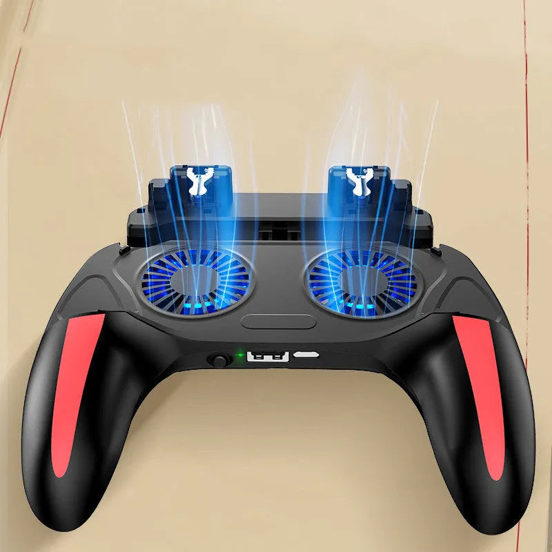 H10 mobile gaming controller with cooling fan attached to a smartphone.