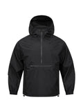 Men's loose-fit rabbit fur corduroy hooded jacket with half-zip front in light grey colour