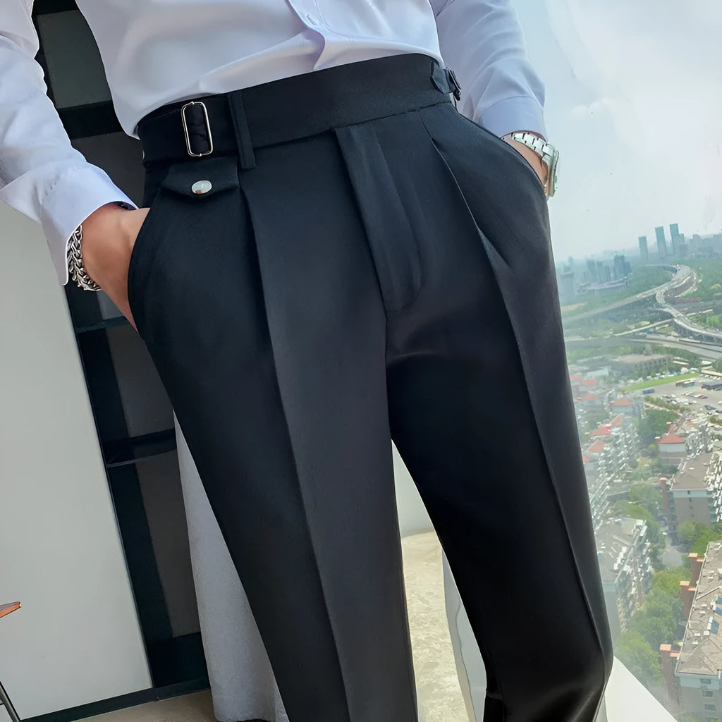 Straight-leg casual trousers in multiple solid colours with polyester construction