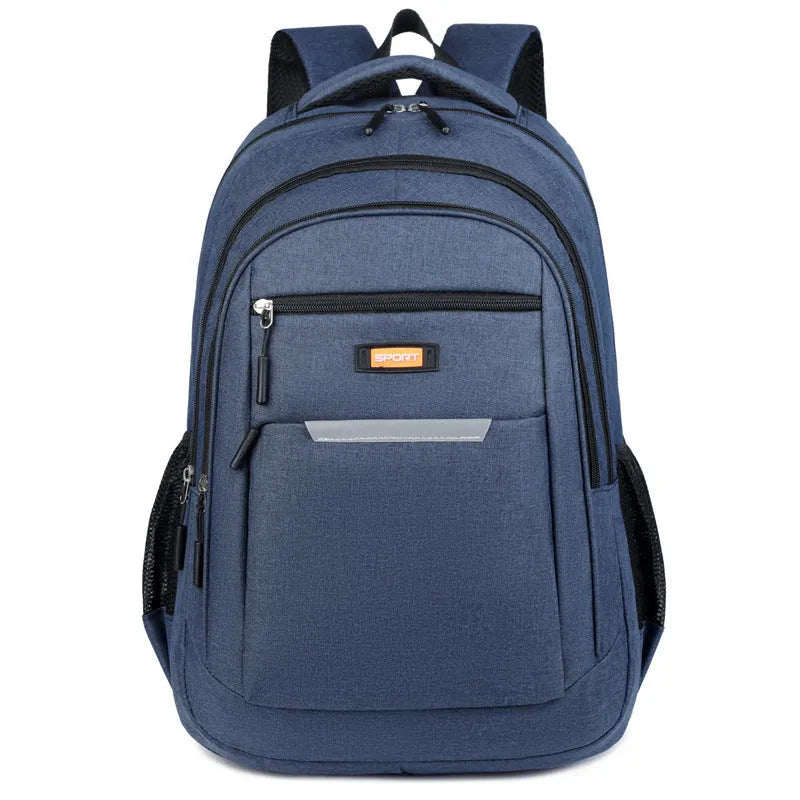 Men's casual Oxford cloth backpack in grey, black, green, and blue colour options