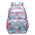 Blue student schoolbag with air pillow belt system and large main compartment