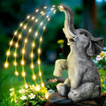 Resin elephant garden sculpture with integrated LED lighting for outdoor decoration