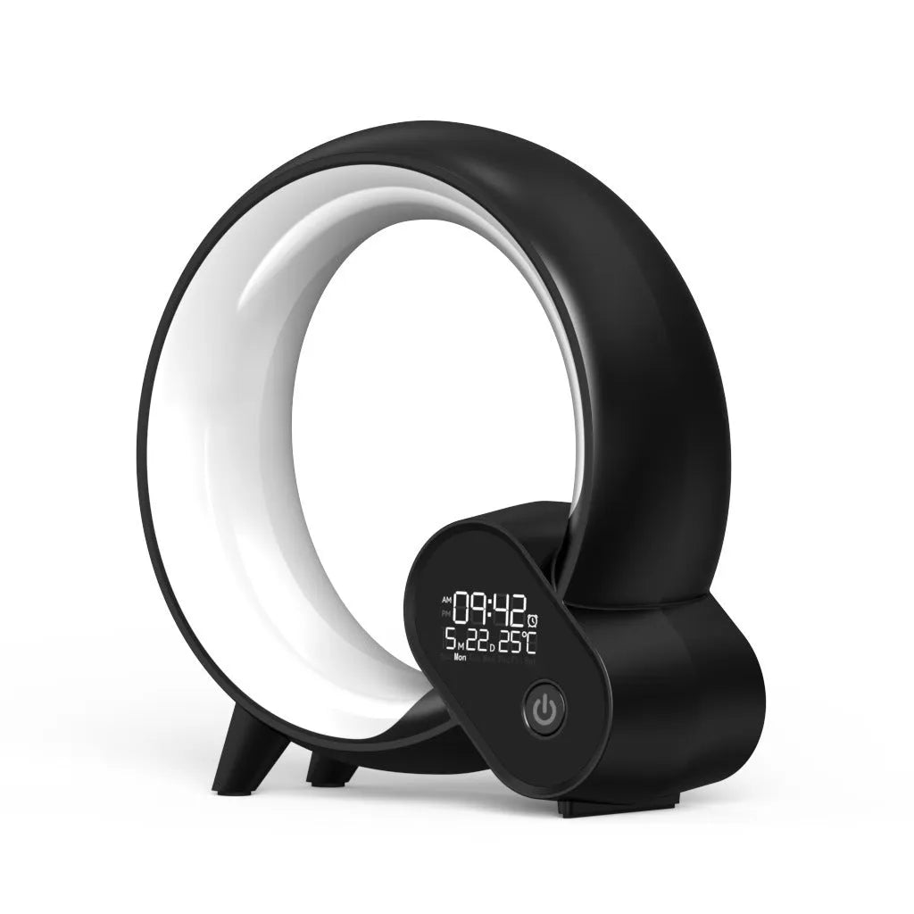Creative Q Light analog sunrise digital display alarm clock with Bluetooth and 90 RGBCW light beads in black