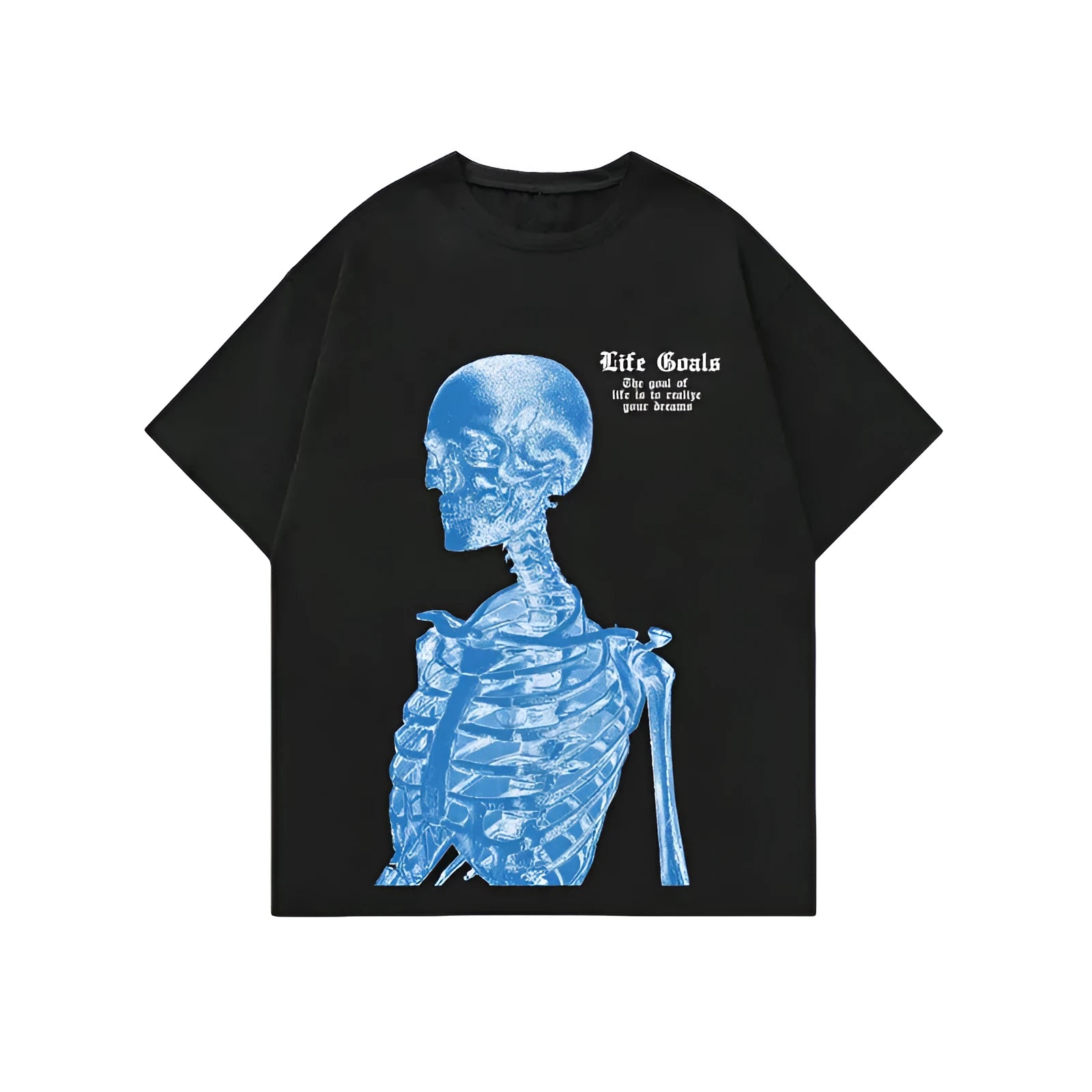 Men's grey printed streetwear short-sleeved sports T-shirt on a hanger.
