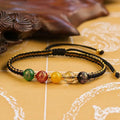 Hand-woven agate bracelet with Five Gods of Wealth motif and red rope band, geometric shape, national style