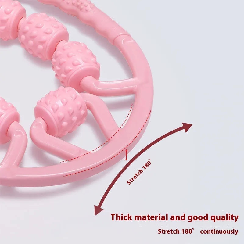 12-wheel leg massager roller in macaron pink colour for muscle relaxation and meridian dredging