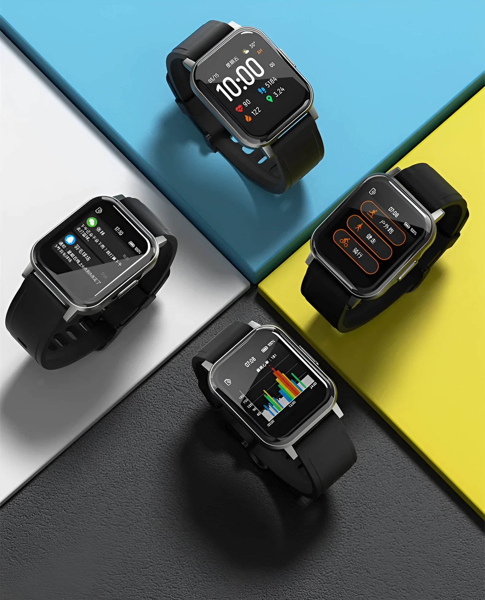 Black waterproof smart bracelet with 1.4-inch screen showing heart rate monitoring display