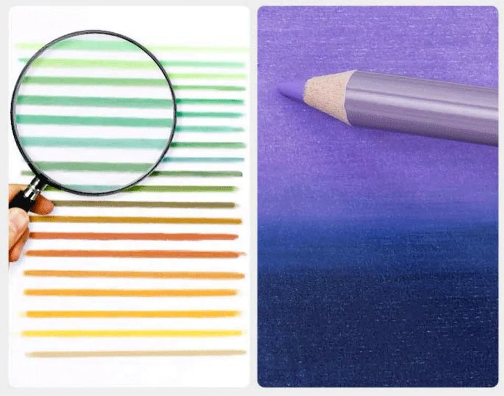 Boxed set of soft core colouring pencils in 72 or 126 colours with basswood casings for art students