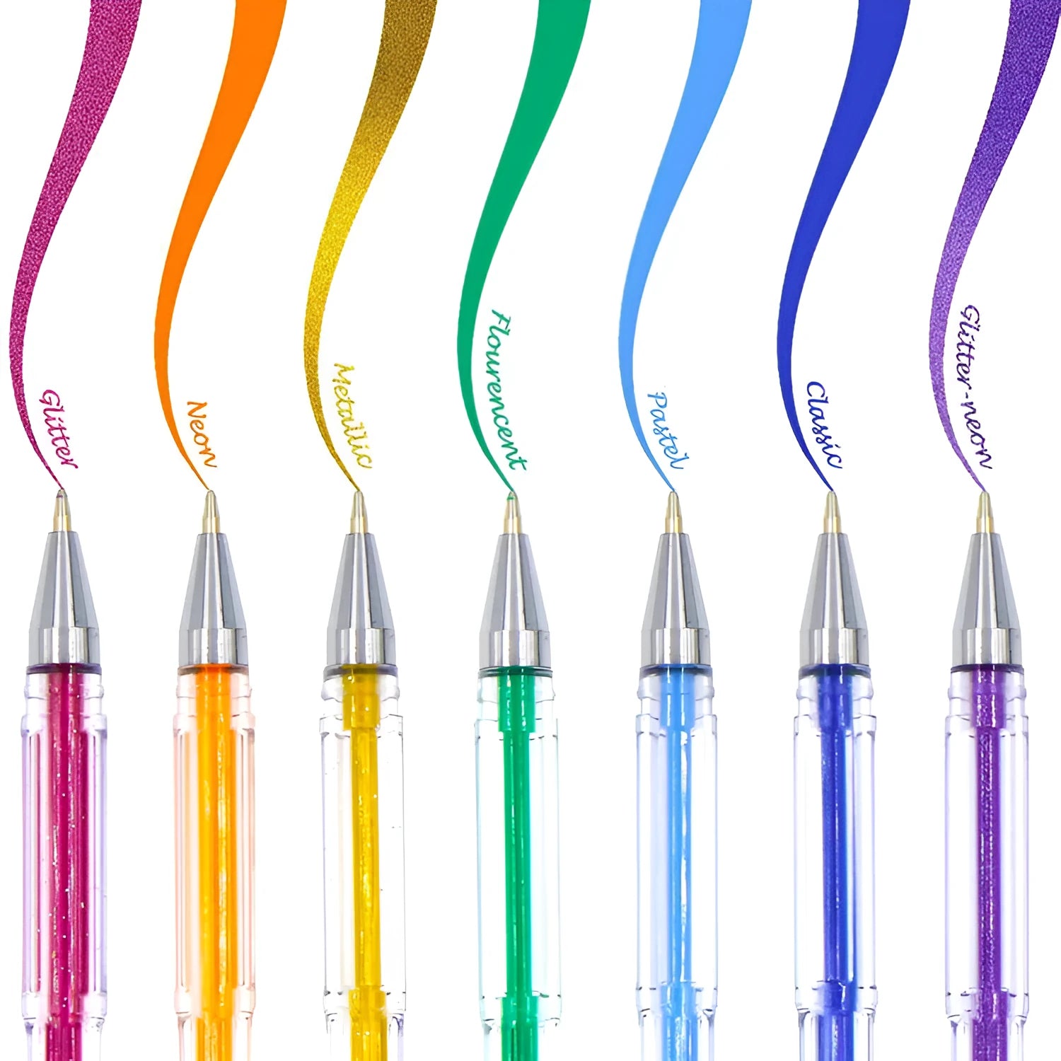 100 gel pens in assorted colours with 0.5mm and 1mm tip options for office use