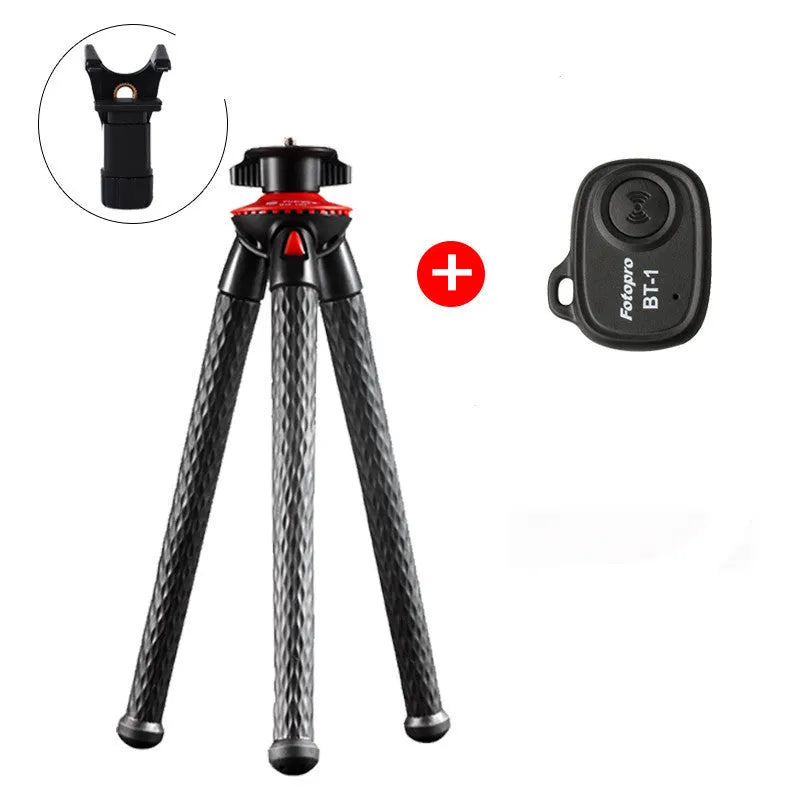 Compatible with Apple octopus portable tripod stand in black with remote 27cm length aluminium rubber core