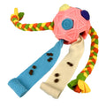 Blue pet sniffing ball dog puzzle toy for IQ training with treat compartment.