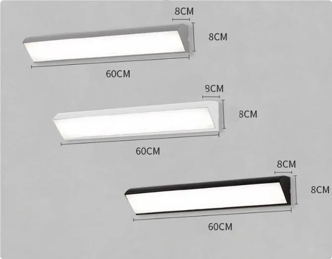 Modern LED strip wall lamp black aluminium body PC shade 150cm 48W indoor