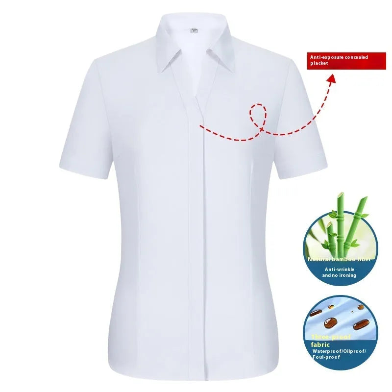 Men's bamboo fibre business shirt with square collar in solid colour showing waterproof and stain-resistant properties