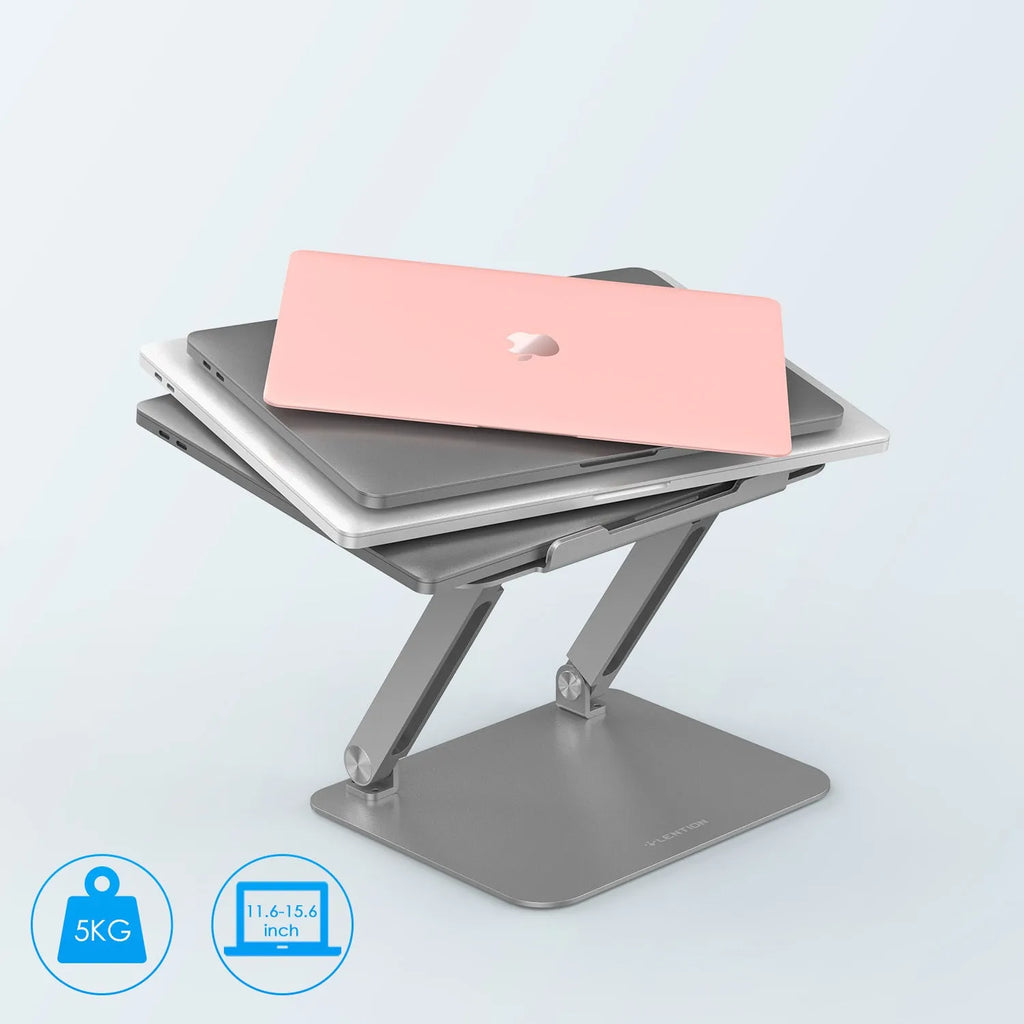 Aluminium alloy multi-angle notebook stand in space gray colour on a desk
