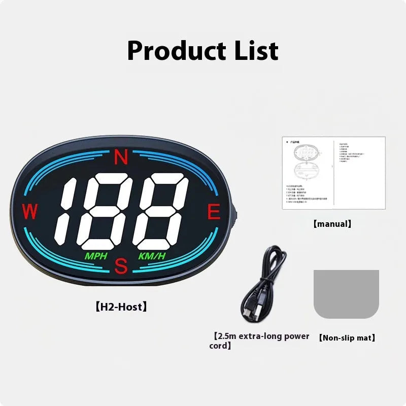 Black ABS car HUD head-up display with GPS compass speedometer on dashboard showing 320X480 resolution screen