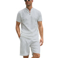 Men's solid colour polo shirt and matching shorts two-piece casual set