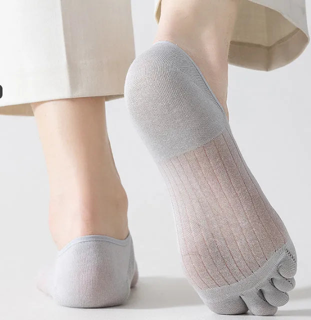 Modal cotton five-finger boat socks in black, dark grey, light grey, khaki and white colours