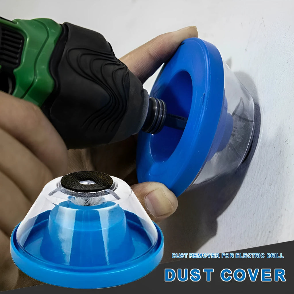 Blue plastic electric hammer dust cover accessory for drilling debris collection.