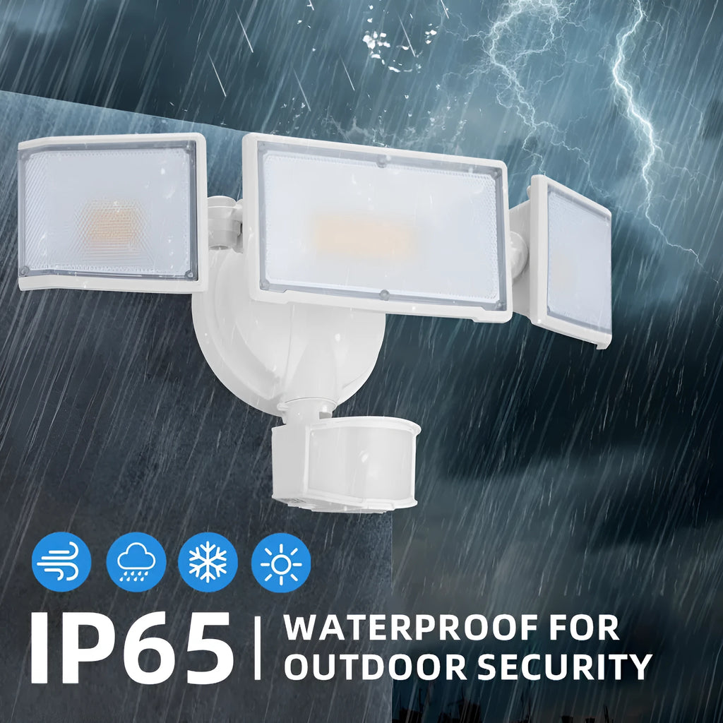 White LED human body induction security flood light mounted on exterior wall