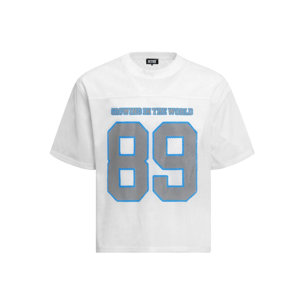 Men's loose-fitting casual t-shirt with alphanumeric printing design in black or white colours