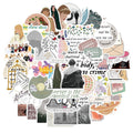 50-pack of waterproof cartoon and graffiti stickers for luggage and notebooks, each 4-6cm long.