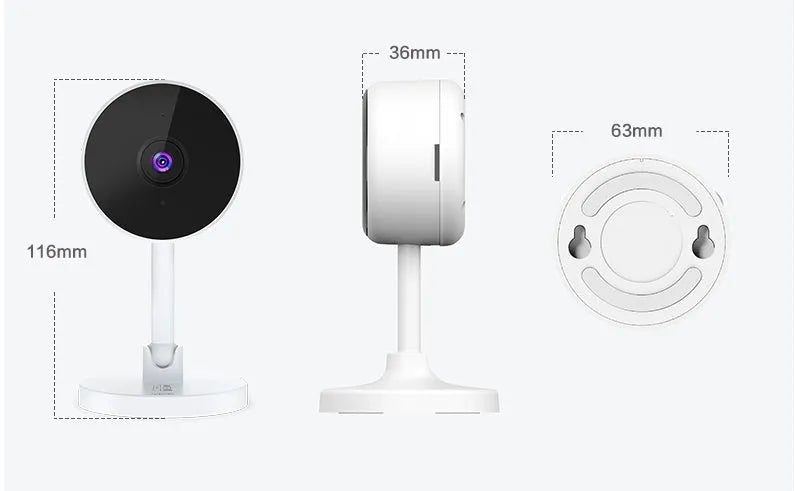 White WiFi home security camera in gun camera style with 1080p HD resolution and microSD card slot
