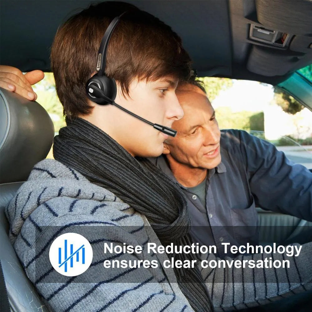 Truck driver Bluetooth headset with microphone featuring noise cancelling technology for office and professional use