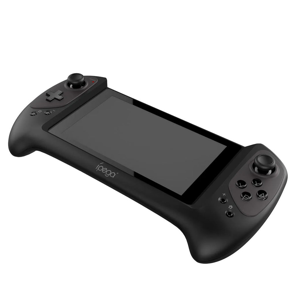 Black Nintendo Switch wireless gamepad controller with curved ergonomic grips and textured analogue sticks.