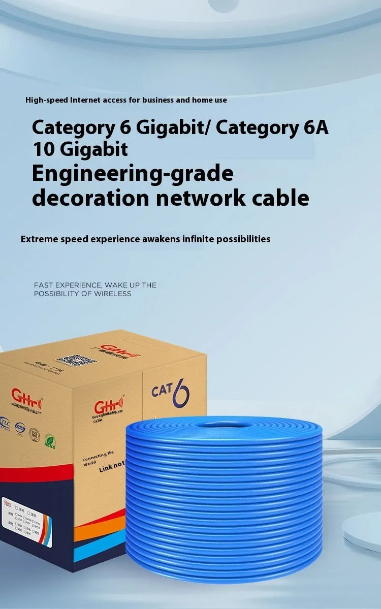 Cat 6 oxygen-free copper network cable on 305m reel in blue colour option