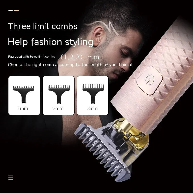 Diamond mesh engraving body LC digital display high power oil head trim hair clipper in bronze finish