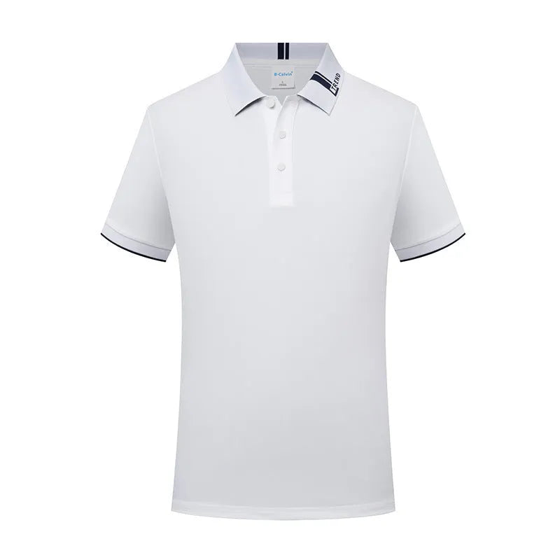 Cotton blend short sleeve lapel polo shirt in light purple with loose cut