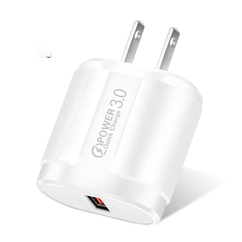White or black international smart charger showing EU UK US plug options with 20x40x65mm dimensions