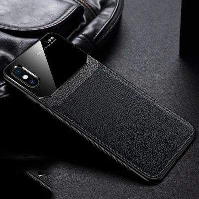 Anti-drop PC and leather phone case for Apple iPhone back cover in solid colour