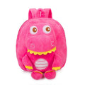 Soft plush blue dinosaur character backpack with embroidered details and a soft handle.