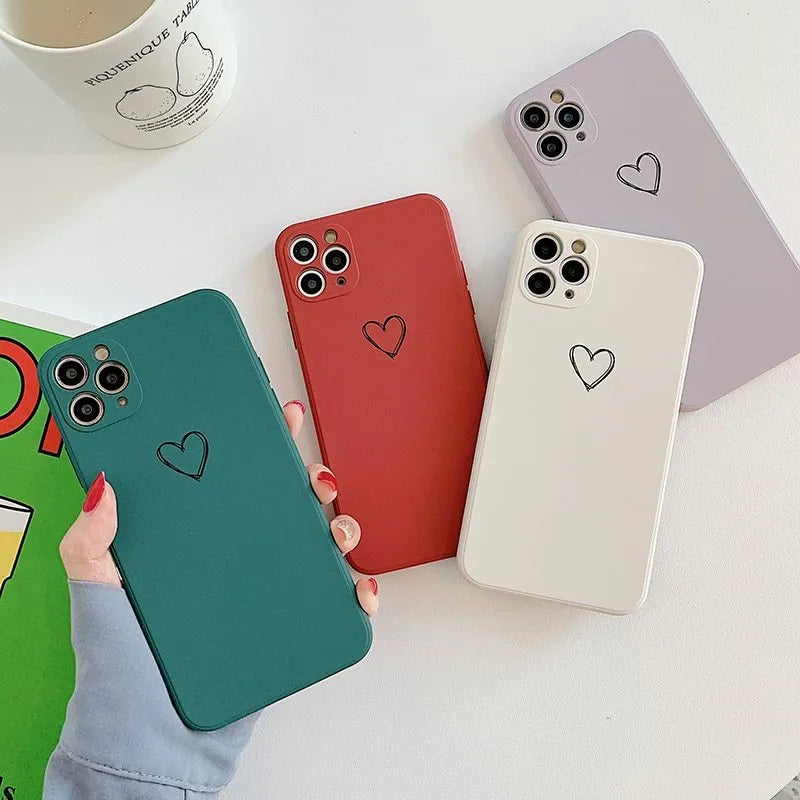 Silicone TPU back cover case for Apple iPhone in solid colour options: black, green, grey, pink, purple, red, white, light green.