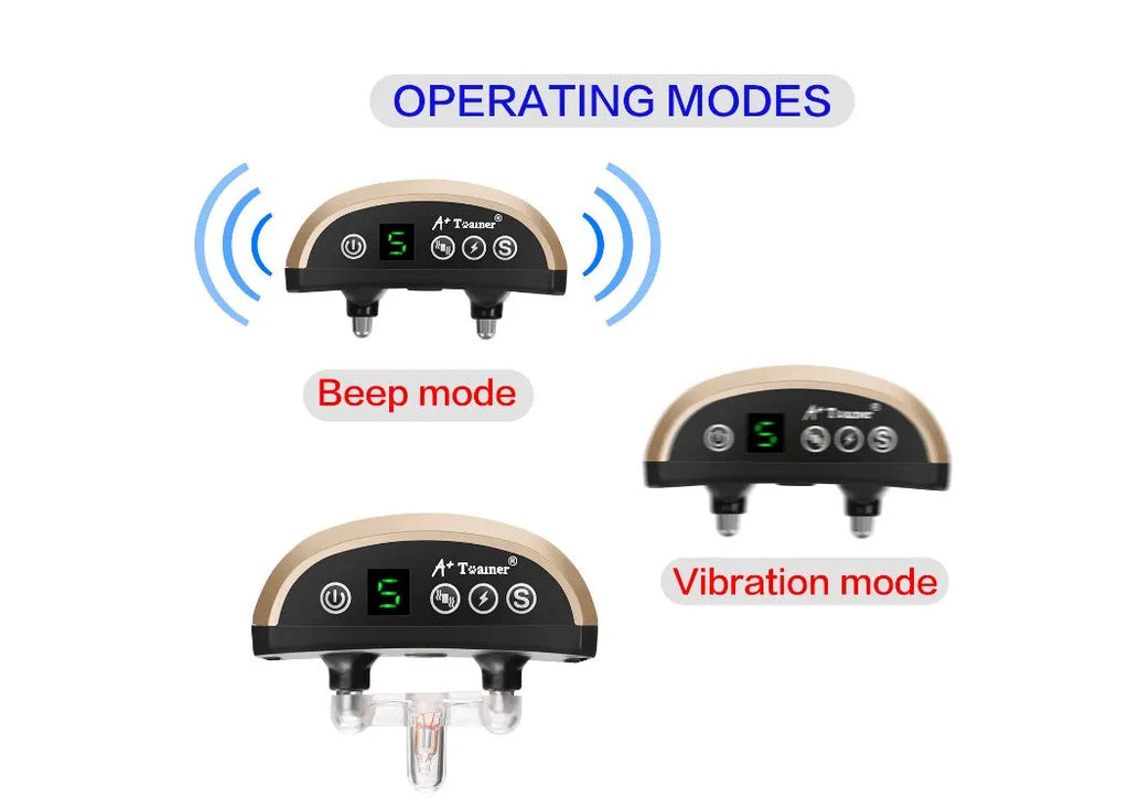 Digital anti-bark dog training collar with LCD display showing correction levels on adjustable reflective strap